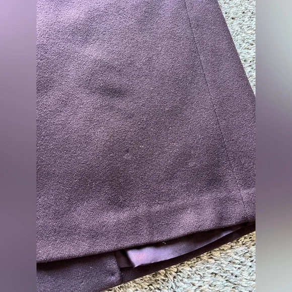 JoD Trench Coat Womens 22W Burgundy 100% Wool Velvet Collar 100% Leather Gloves - Picture 10 of 15